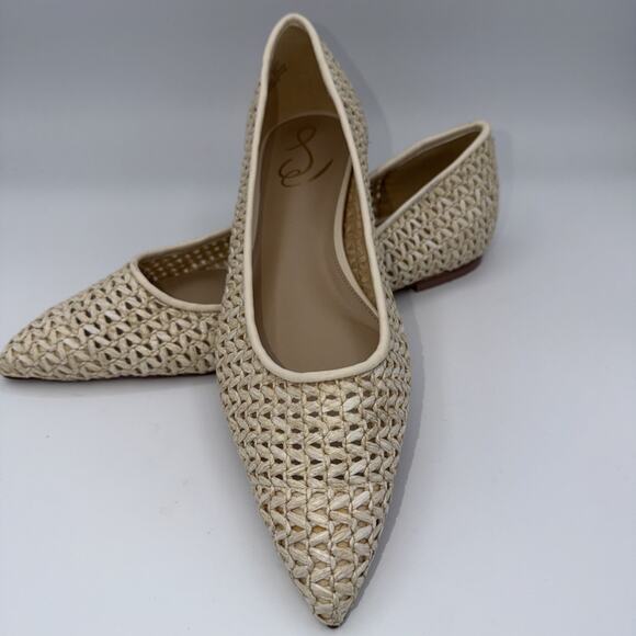 Sam Edelman Wanda Pointed Toe Ivory Woven Flat Womens Size 9M New No Box - Picture 1 of 12